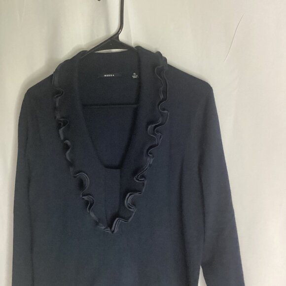 Mosca Black Ruffled Pullover – 3/4 Sleeve – Supersoft Knit – Size XL - Picture 4 of 10